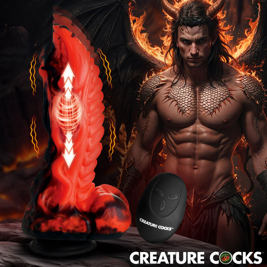 Creature Cocks Dragon Thrust - Red 24.1 cm USB Rechargeable Thrusting & Vibrating Fantasy Dildo with Remote