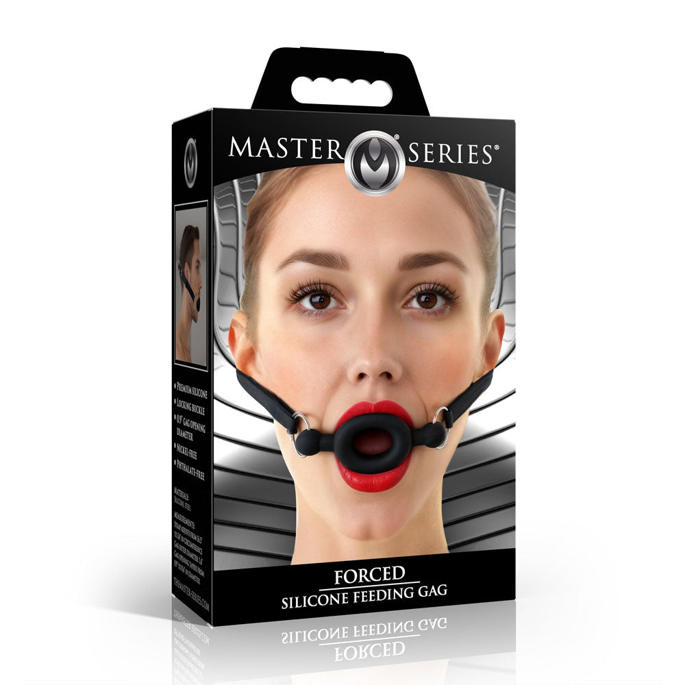 Master Series Forced - Black Silicone Feeding Mouth Gag