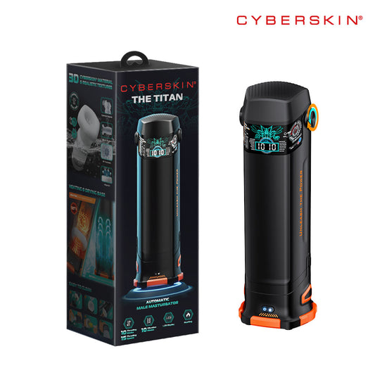 CyberSkin The Titan - Black USB Rechargeable Thrusting & Vibrating Auto Masturbator with Heater