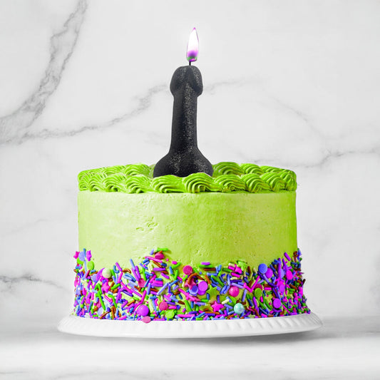 Glitterati Black Glitter Penis Candle - Black 10 cm Penis Party Candle