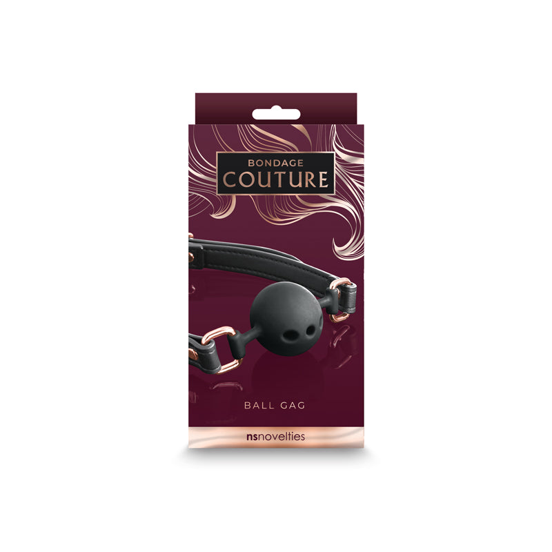 Bondage Couture Ball Gag - Black - Black Mouth Restraint