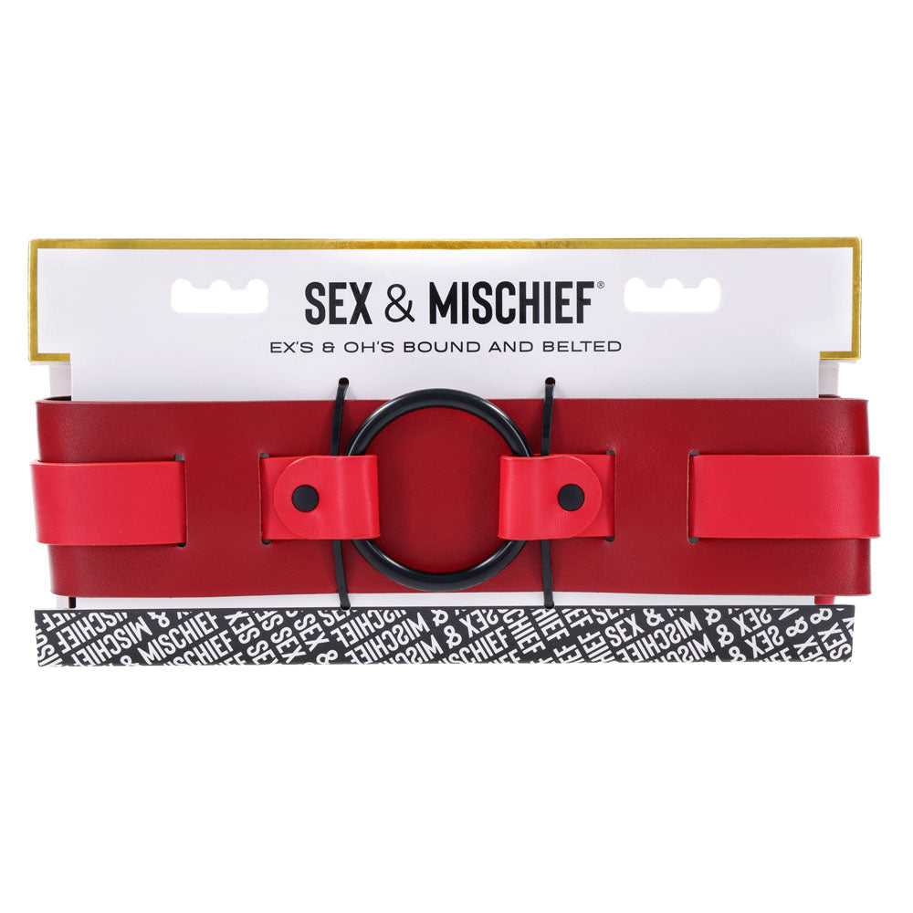 S&M Exs & Ohs Bound and Belted - Red Bondage Belt