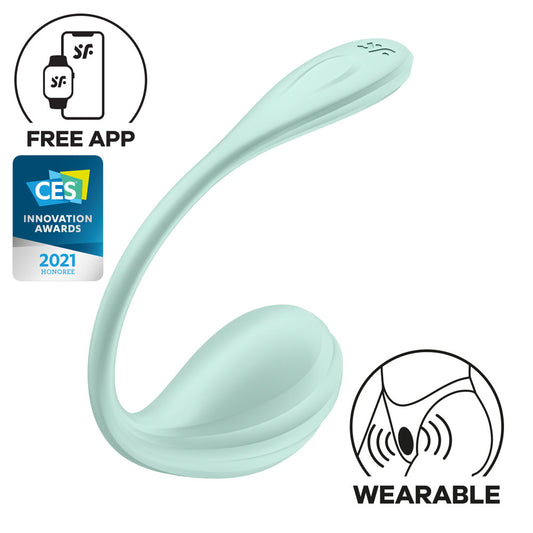Satisfyer Smooth Petal - Mint - Mint USB Rechargeable Wearable Stimulator with App Control