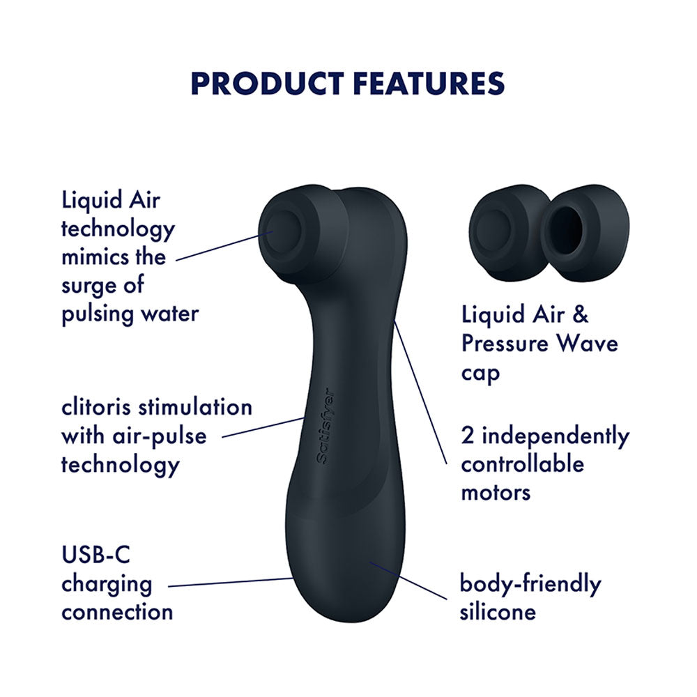 Satisfyer Pro 2 Generation 3 - Dark Grey - Dark Grey Touch-Free USB-C Rechargeable Clitoral Stimulator