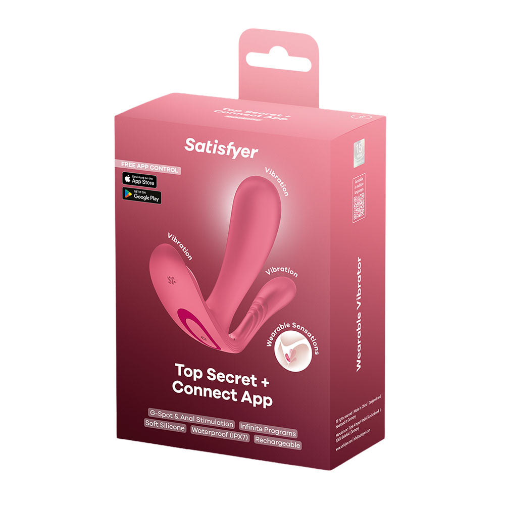 Satisfyer Top Secret+ Raspberry - Pink USB Rechargeable Wearable Vibrator with App Control