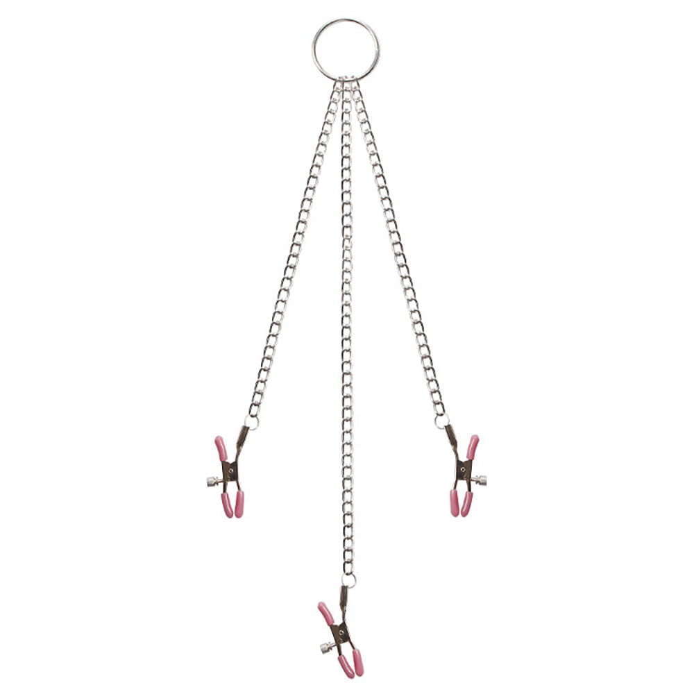 Adam & Eve Chain Me Up Kink Clamps - Metal Nipple and Clitoral Chain