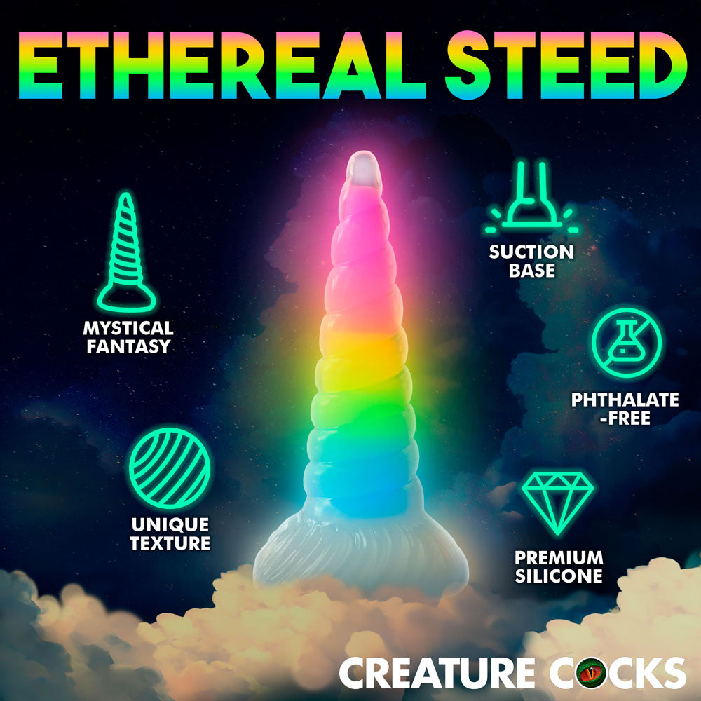 Creature Cocks Uni-Glow - Glow in Dark Rainbow 19.5 cm Unicorn Fantasy Dildo