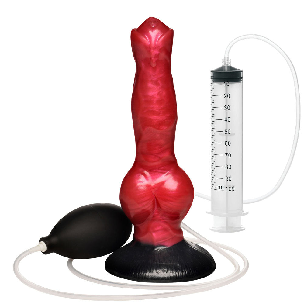 Creature Cocks Hell Hound Squirting Silicone Dildo - Red/Black 19.8 cm Squirting Canine Fantasy Dildo