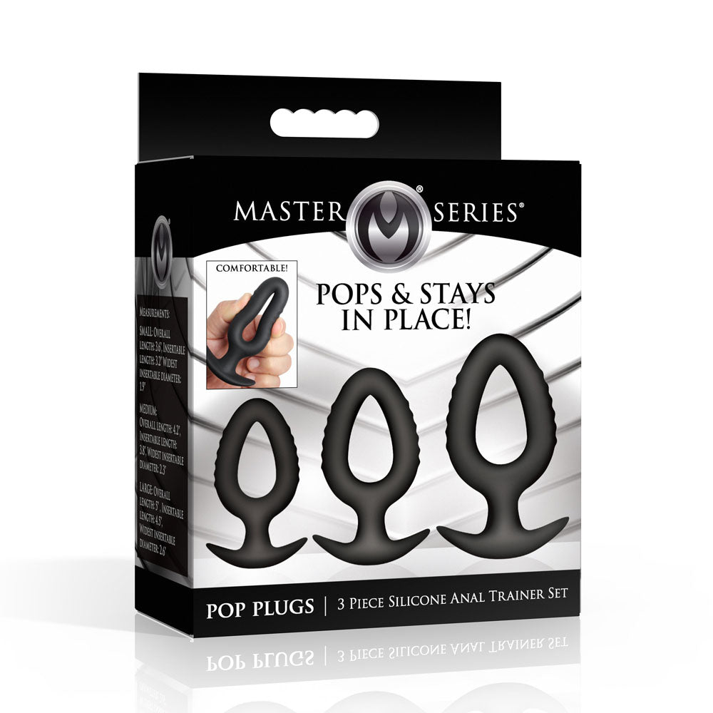 Master Series Pop Plugs - Black Anal Plug Trainer Set - Set of 3 Sizes