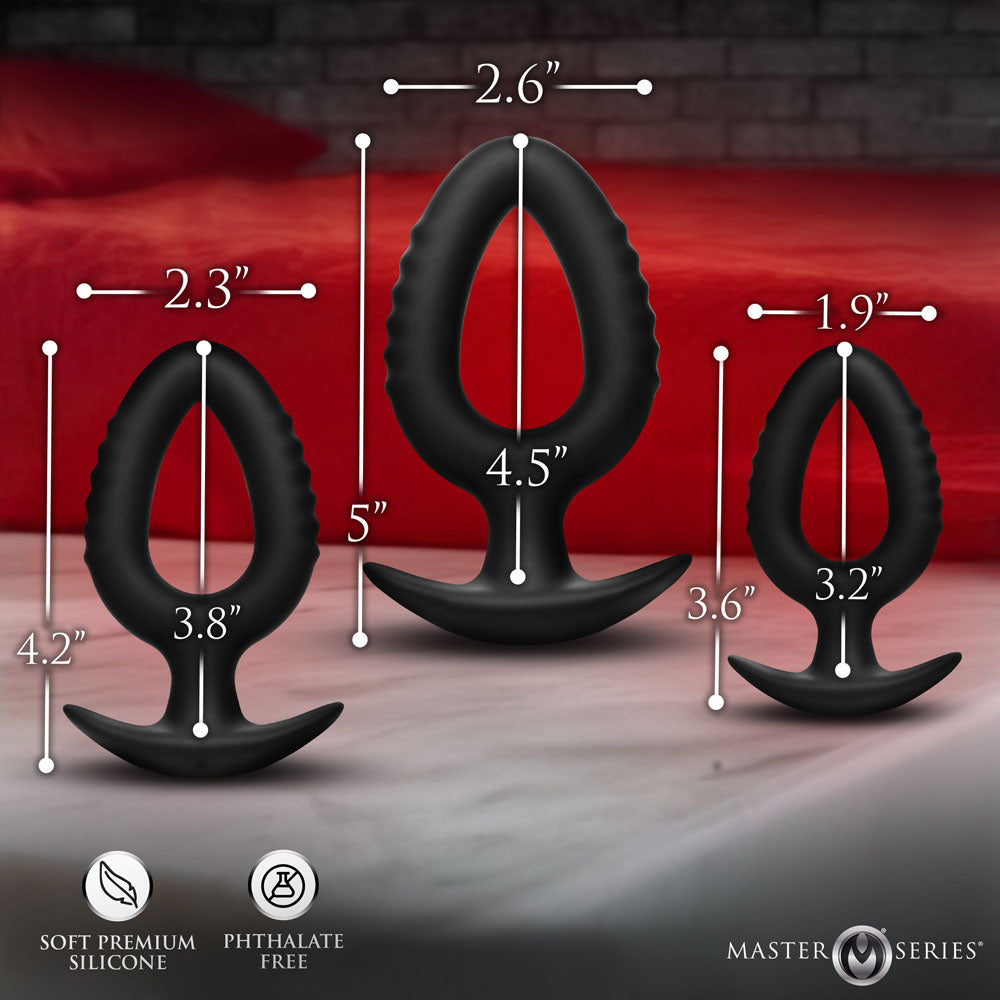 Master Series Pop Plugs - Black Anal Plug Trainer Set - Set of 3 Sizes
