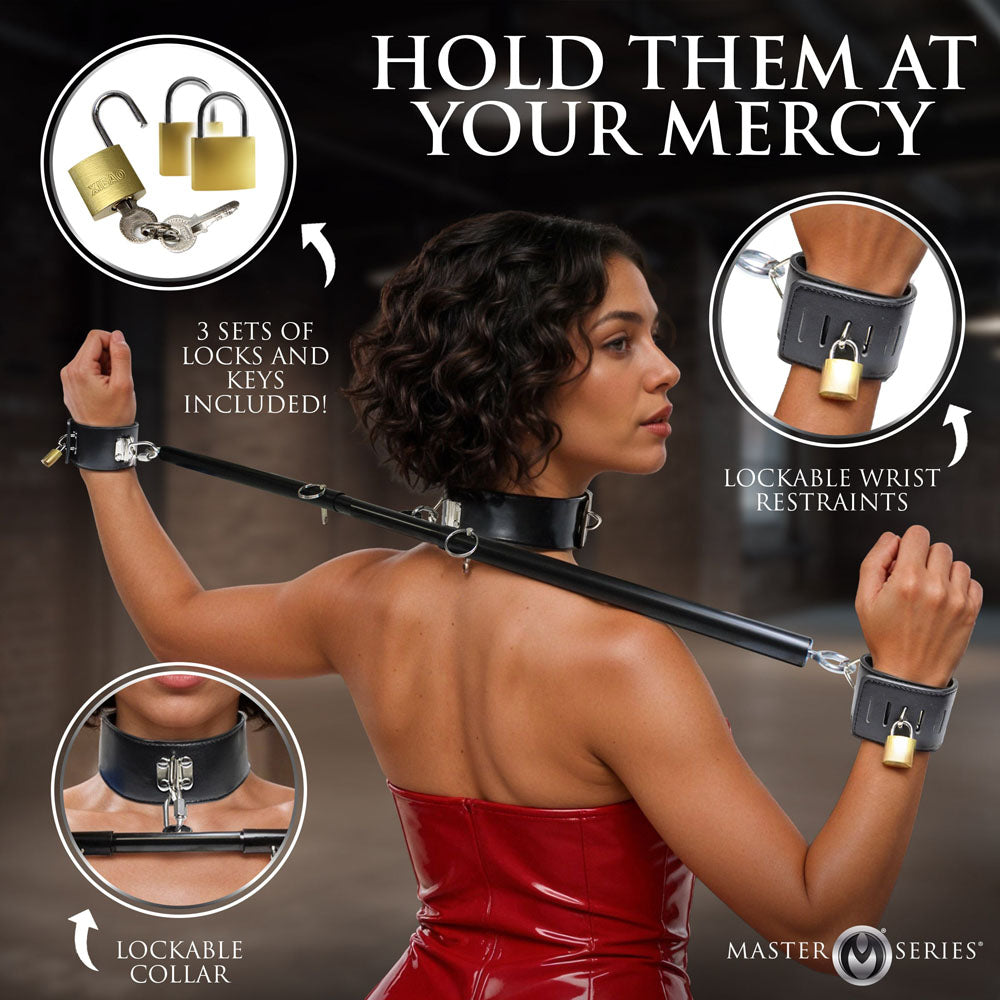 Master Series Dominion Bar - Black Adjustable Spreader Bar with Collar