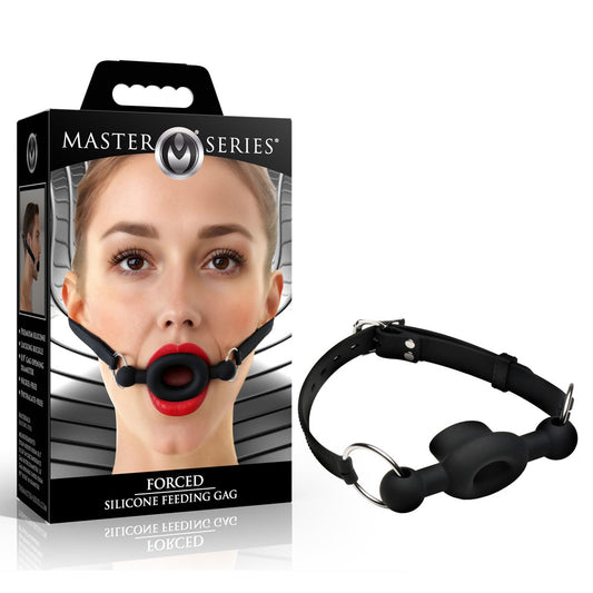Master Series Forced - Black Silicone Feeding Mouth Gag