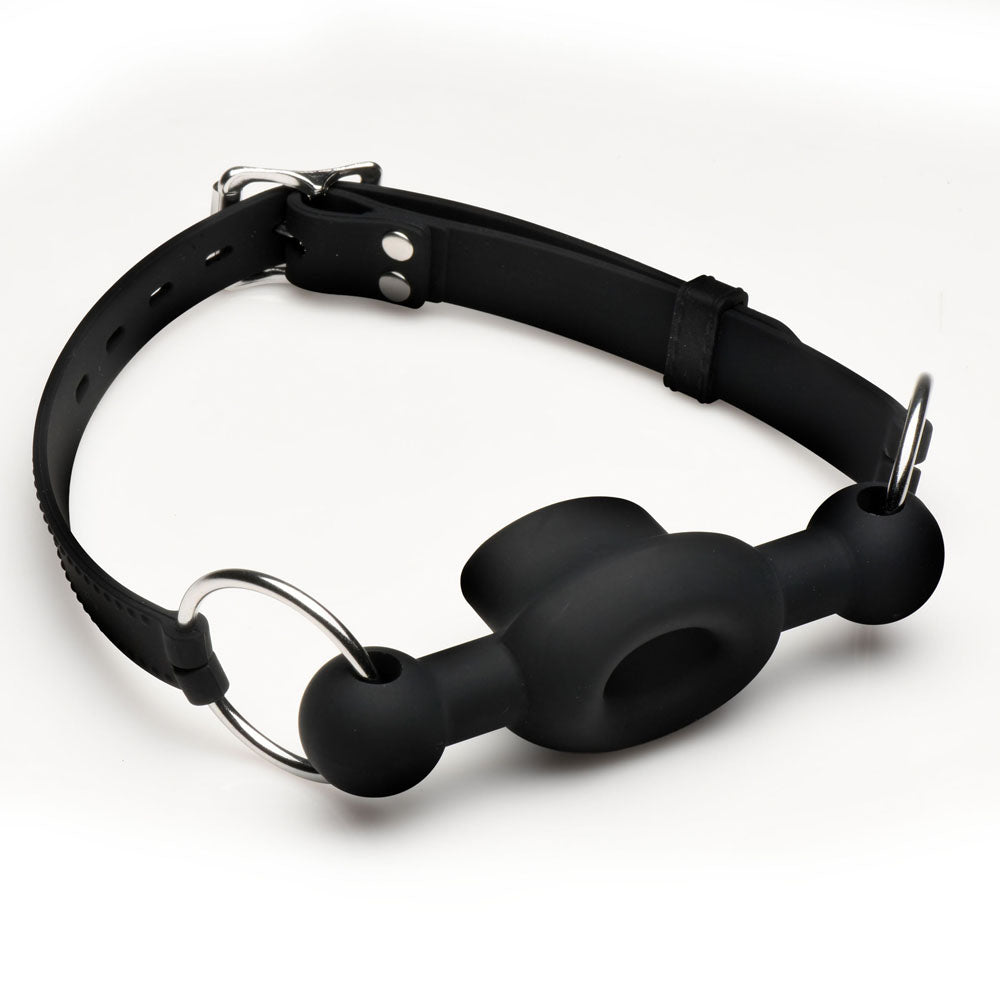 Master Series Forced - Black Silicone Feeding Mouth Gag