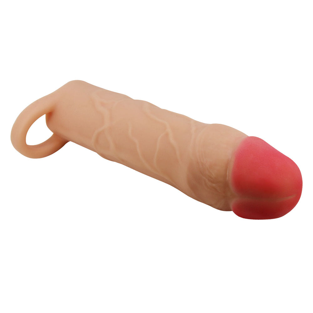 Party Up PATRICK 2 Inch Extender Sleeve - Flesh 2 Inch Penis Extender Sleeve with Ball Strap