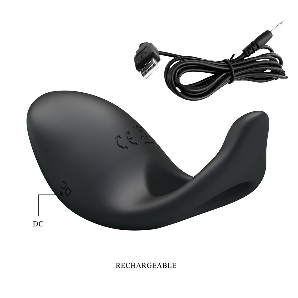 Party Up KING Rechargeable Cock Ring - Black USB Rechargeable Cock Ring