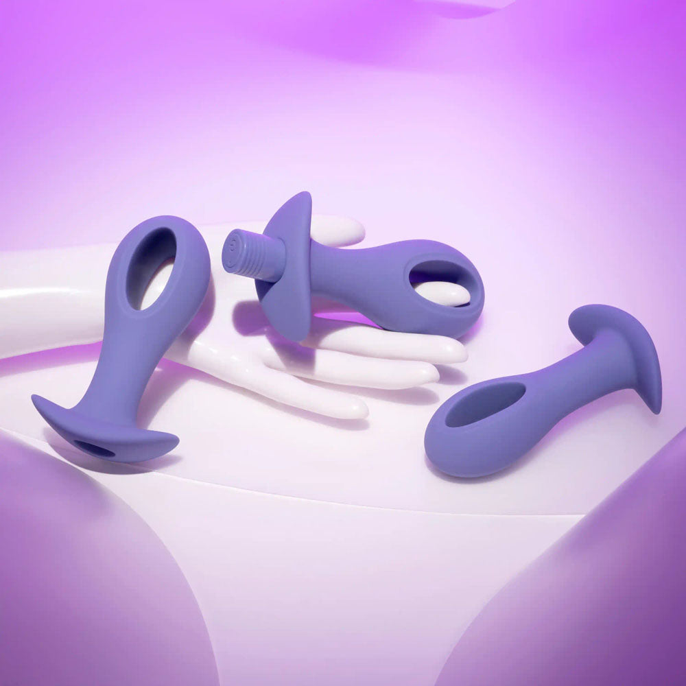 Evolved HOLE PUNCH PLUG SET - Purple Butt Plugs with Interchangeable Bullet - Set of 3 Sizes