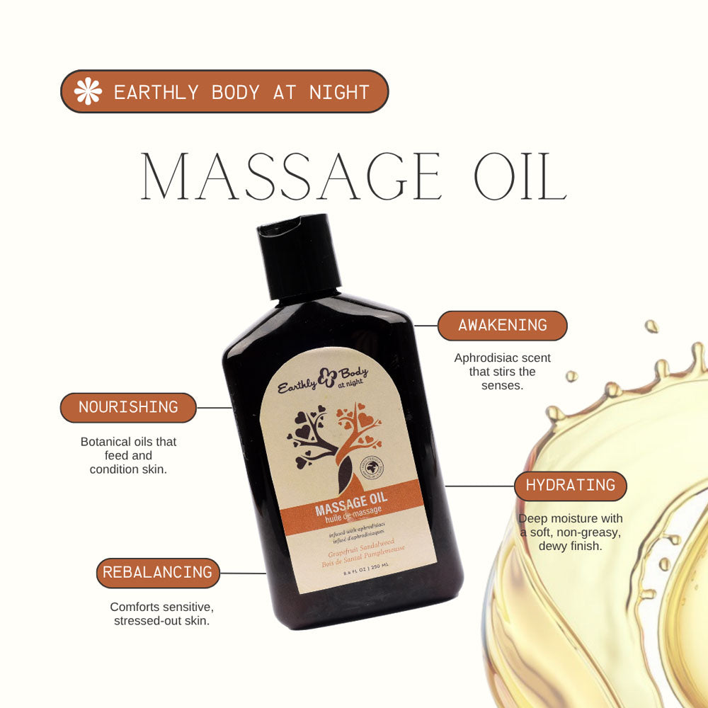 EB Aphrodisiac Massage Oil GRAPEFRUIT SANDALWOOD - 60 ml - Grapefruit Sandalwood Scented Massage Oil - 60 ml Bottle