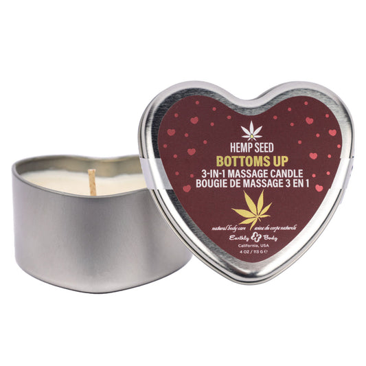 EB Hemp Seed 3 in 1 Massage Heart Candle - Bottom's Up - Bottoms Up (Wild Blueberries