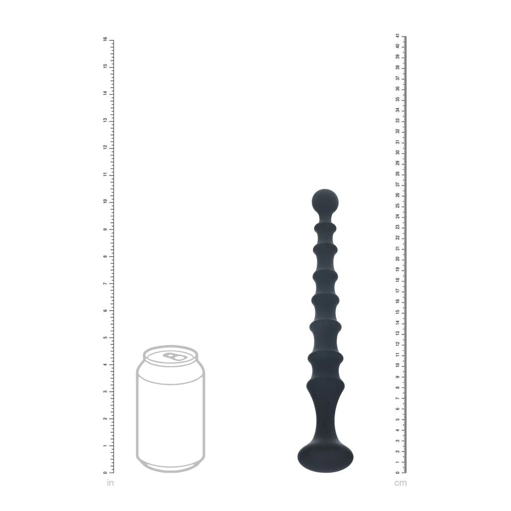 LEVELZ Ribbed Silicone Flared Anal Probe - Black 26.7 cm Anal Beads