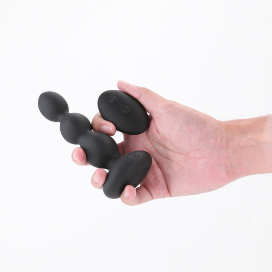 Renegade Valor - Black - Black 13.7 cm USB Rechargeable Vibrating Anal Beads with Wireless Remote