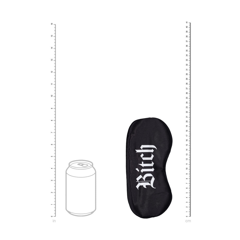 OUCH! Satin Mask - Bitch - Black Printed Eye Mask