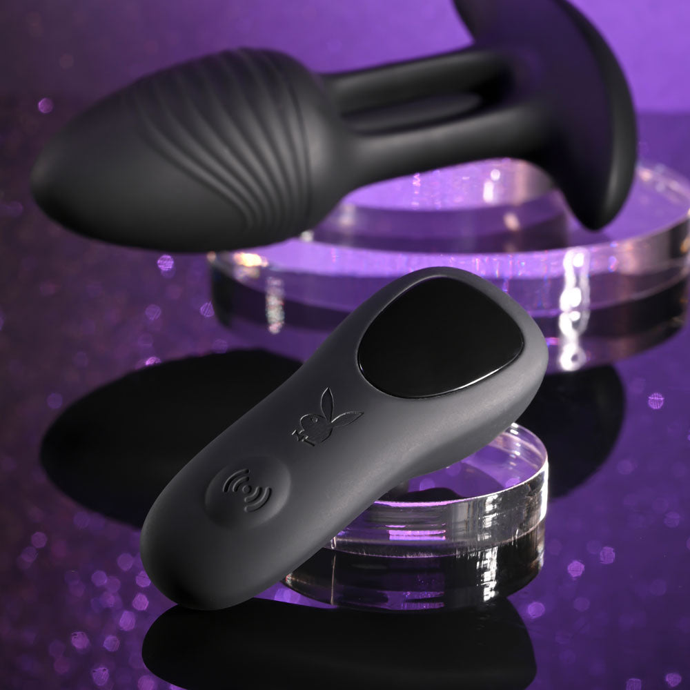 Playboy Pleasure RIM SHOT - Black 11.4 cm USB Rechargeable Vibrating Butt Plug