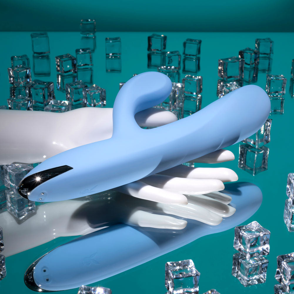 Playboy Pleasure UP AND AWAY - Blue 26.7 cm USB Rechargeable Rabbit Vibrator