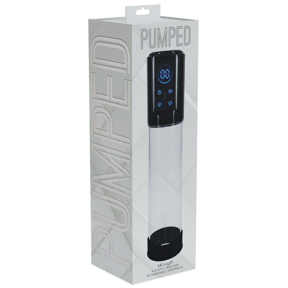 PUMPED MegaLift Automatic Penis Pump - Black - Black/Clear USB Rechargeable Auto Penis Pump