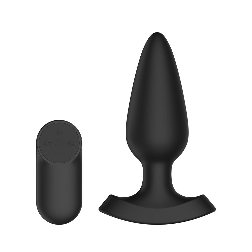 Passion Play Fuck ME Vibrating Anal Plug - Black 13.5 cm USB Rechargeable Vibrating Anal Plug with Laser Fuck Me Light