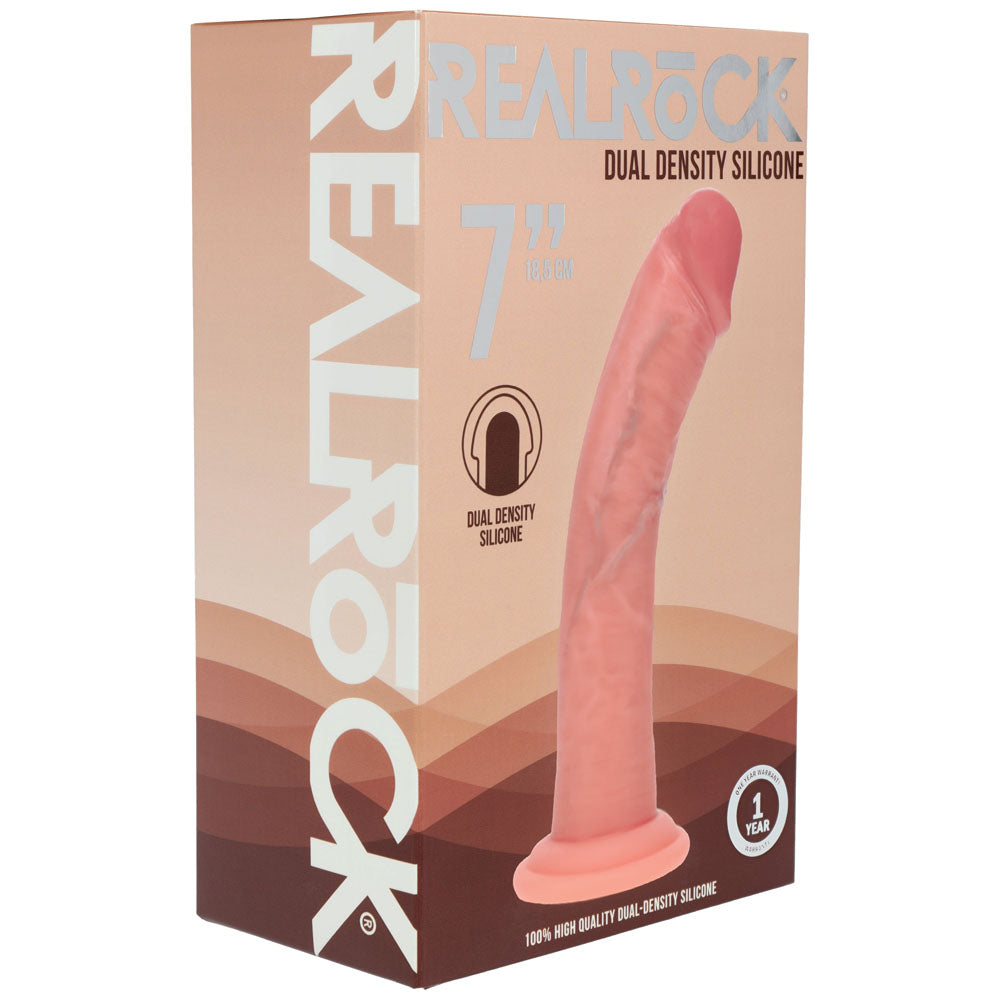 REALROCK Dual Density Silicone 7'' Curved Dildo - Flesh - Flesh 18.5 cm Dildo
