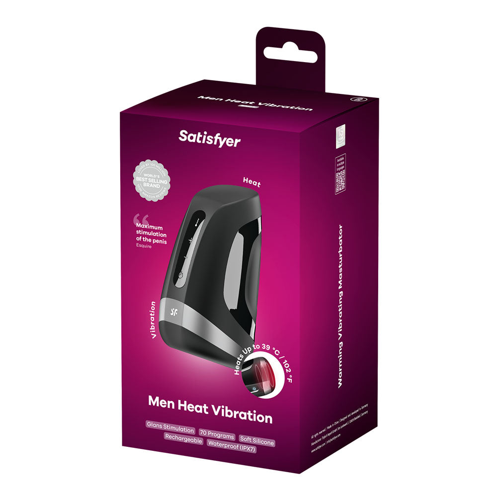 Satisfyer Men Heat Vibration - Black USB Rechargeable Masturbator