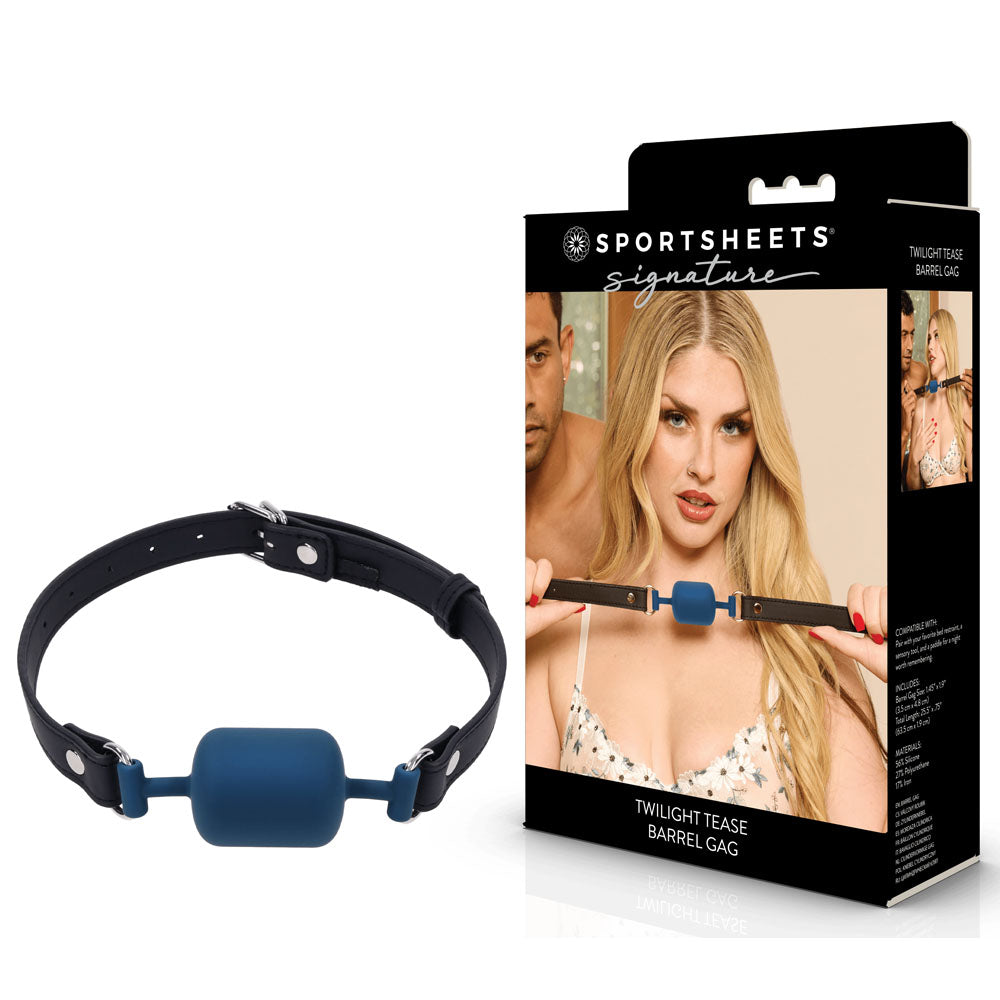SPORTSHEETS Signature Twilight Tease Barrel Gag - Blue Mouth Restraint