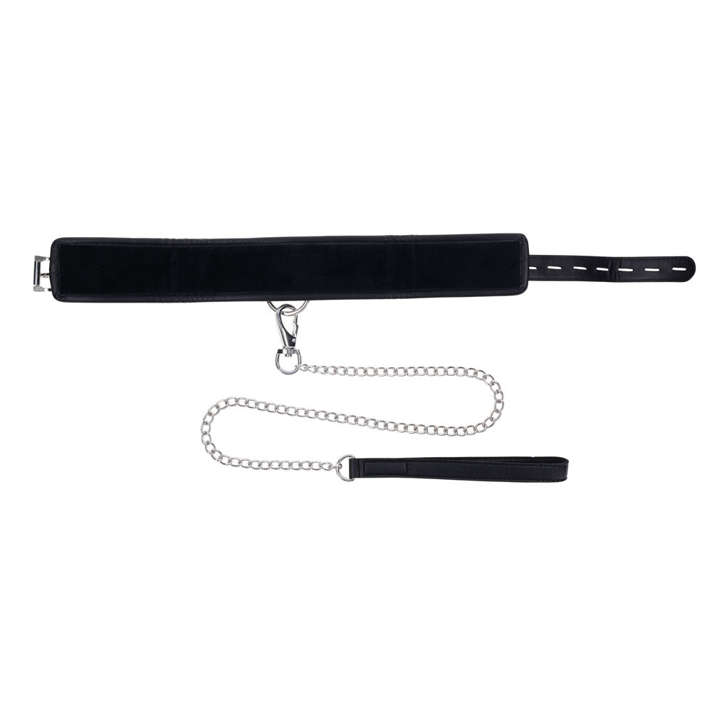 EDGE Collar & Leash - Black Neck Restraint with Heavy Duty Metal Leash