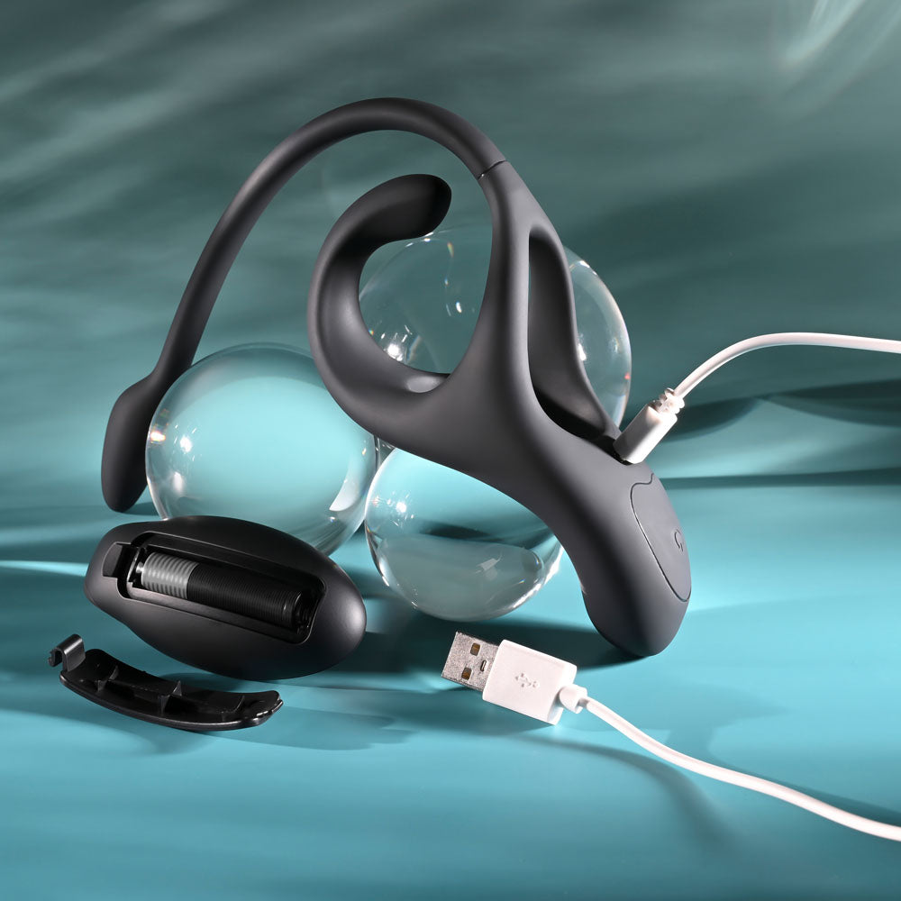 Zero Tolerance ALL THE BASES - Black USB Rechargeable Vibrating Cock Ring with Wireless Remote